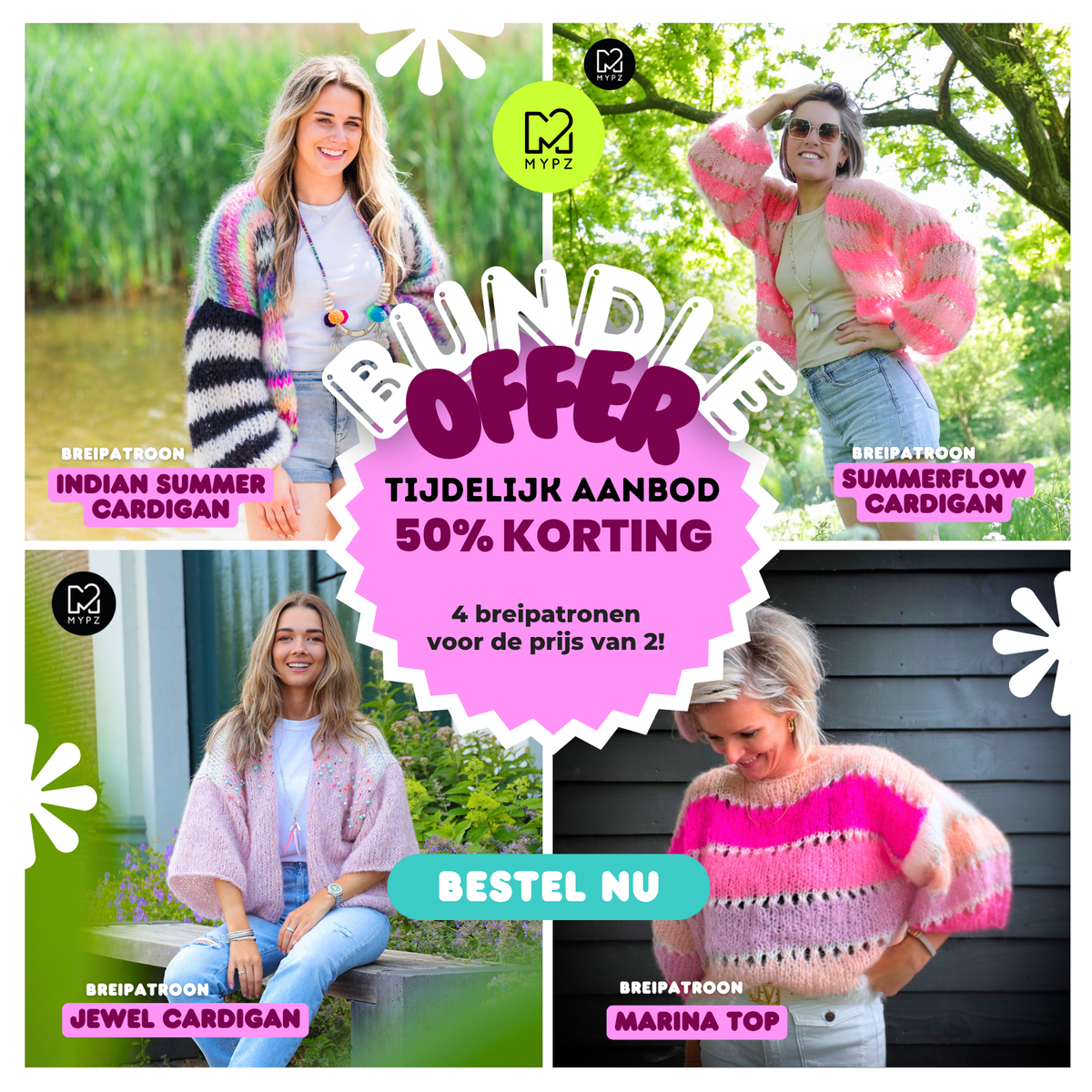Strikkeopskriftsbundle – Colourful Summer Edition (ENG-NL-DE)