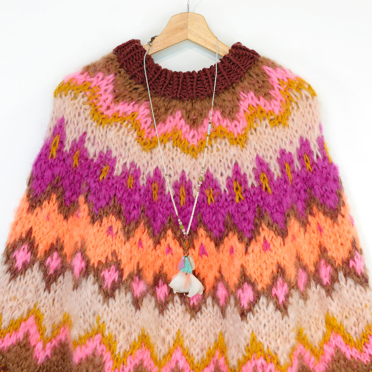 Strikkekit – MYPZ Chunky Topdown Mohair Poncho Brownberry nr. 12 (ENG-DE-NL-ES-FR-IT-DA-SV-NO)