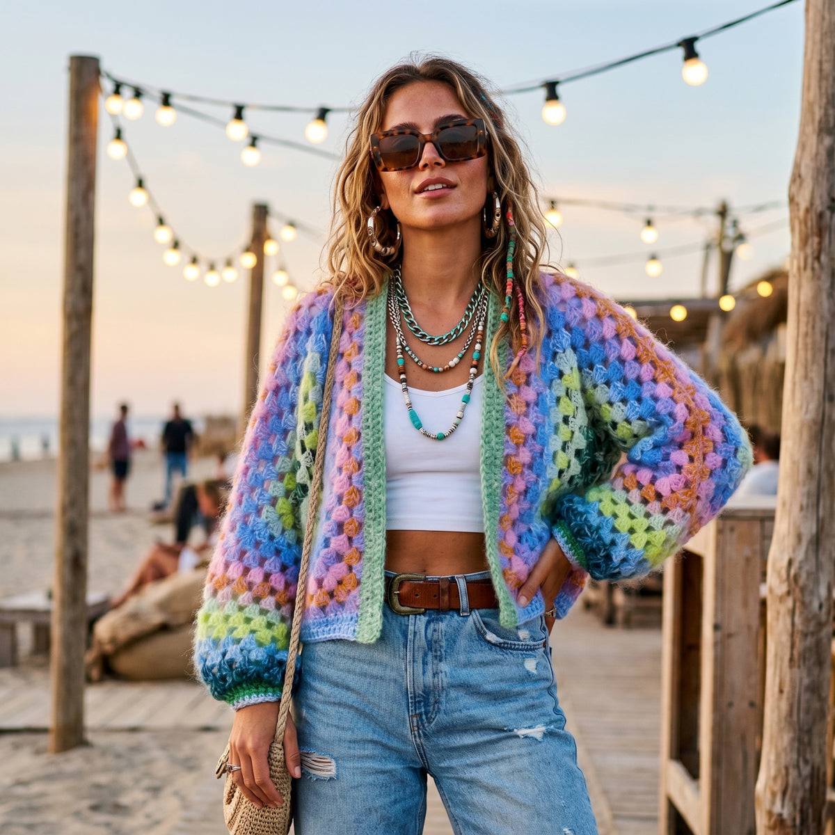 MYPZ Chunky mohaircardigan Lemon Garden