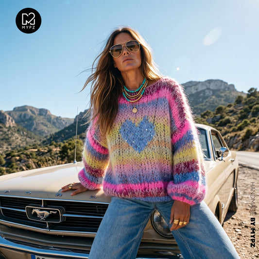 Knitting Kit ā MYPZ Short Chunky Alpaca-Mohair Pullover Sunset Rave No15 (ENG-NL-DE-FR-ES)