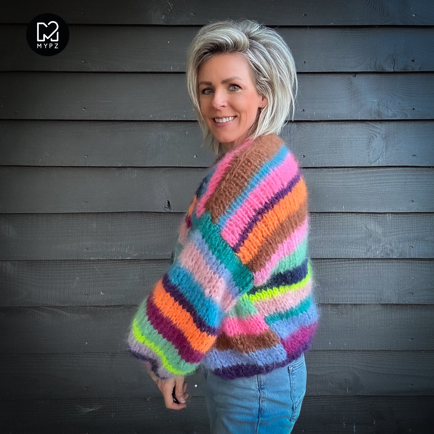Knit Pattern – Chunky Mohair Cardigan Rainbow Medley No.12 (ENG-NL-DE)