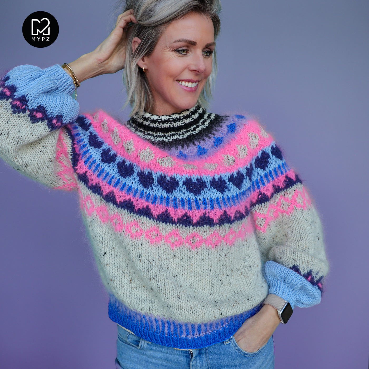 Knit pattern – MYPZ top-down sweater Blue Heart No6 (ENG-NL-DE)