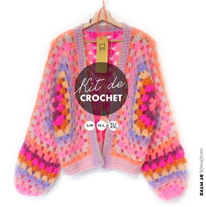 Crochet kit - MYPZ Hexagon Cardigan Pink Vibes (ENG-NL-DE-FR)