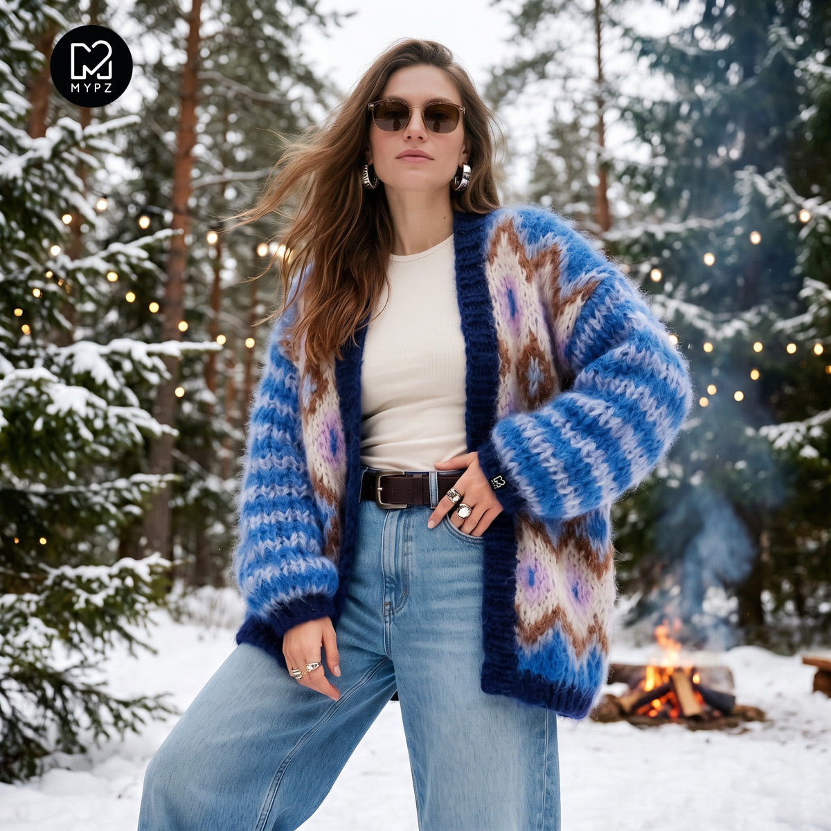 Strikkeopskrift – Chunky Mohair-jakke Alpine Breeze nr. 12 (ENG-DE-NL-ES-FR-IT-DA-SV-NO)