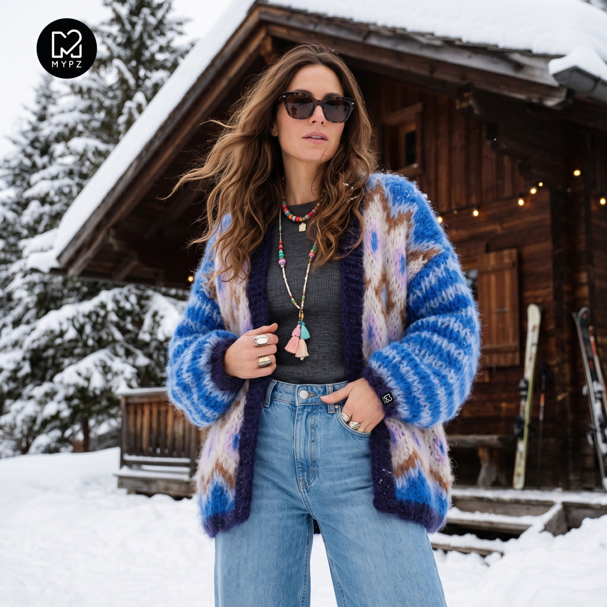 Strikkeopskrift – Chunky Mohair-jakke Alpine Breeze nr. 12 (ENG-DE-NL-ES-FR-IT-DA-SV-NO)