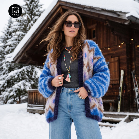 Strikkeopskrift – Chunky Mohair-jakke Alpine Breeze nr. 12 (ENG-DE-NL-ES-FR-IT-DA-SV-NO)