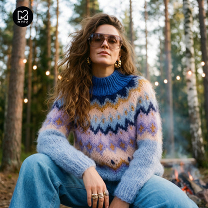 Strikkeopskrift – MYPZ Chunky Topdown Mohair Pullover Blueberry nr.12 (ENG-DE-NL-ES-FR-IT-DA-SV-NO)