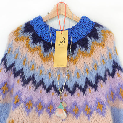 Strikkeopskrift – MYPZ Chunky Topdown Mohair Pullover Blueberry nr.12 (ENG-DE-NL-ES-FR-IT-DA-SV-NO)