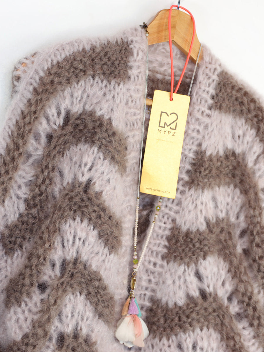 MYPZ kort, chunky mohaircardigan Stonies Wave