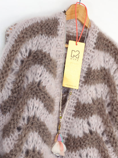 MYPZ kort, chunky mohaircardigan Stonies Wave
