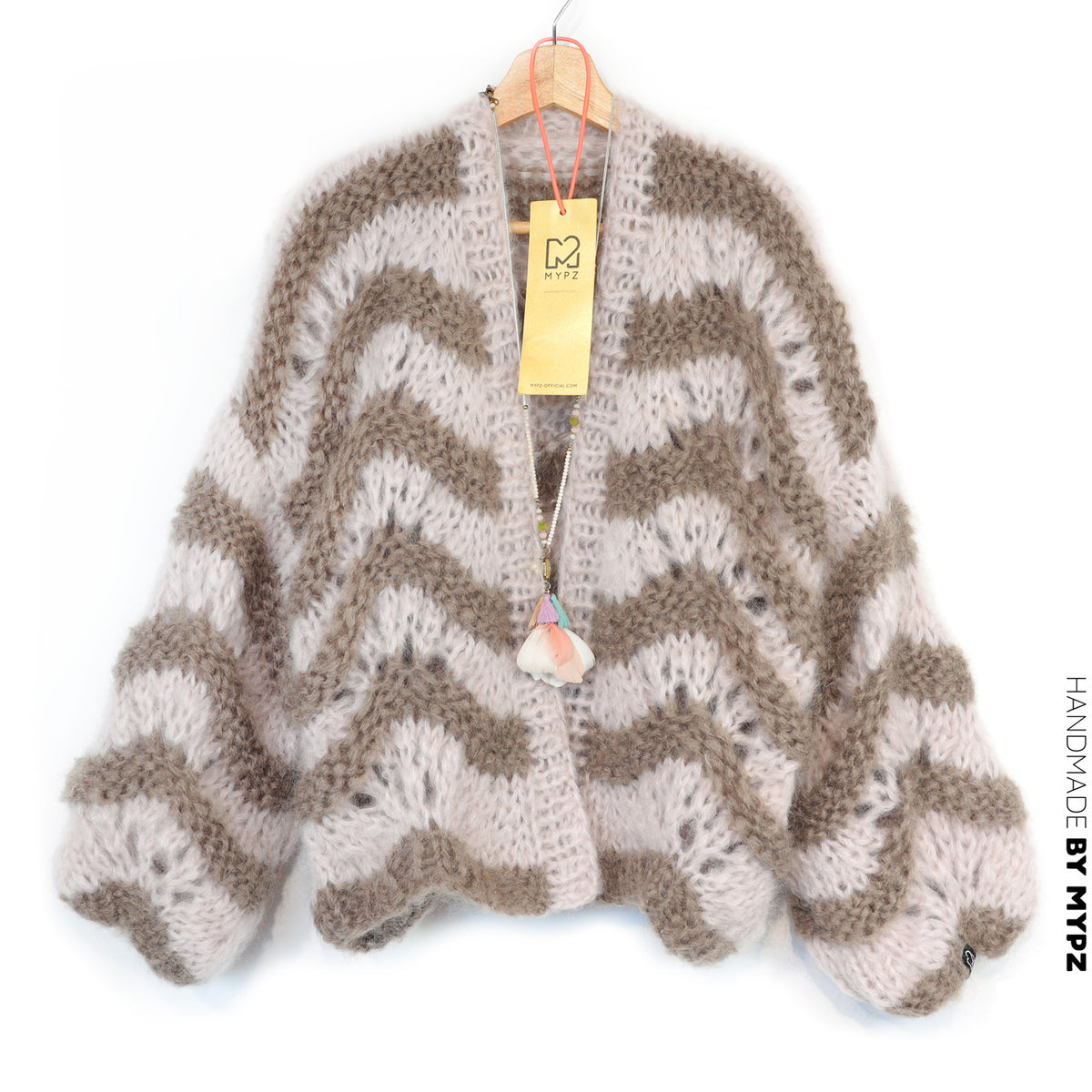 Strikkesæt - kort, kraftig cardigan i mohair Stonies Wave nr.12 (ENG-DE-NL-ES-FR-IT-DA-SV-NO)