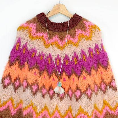 Strikkekit – MYPZ Chunky Topdown Mohair Poncho Brownberry nr. 12 (ENG-DE-NL-ES-FR-IT-DA-SV-NO)