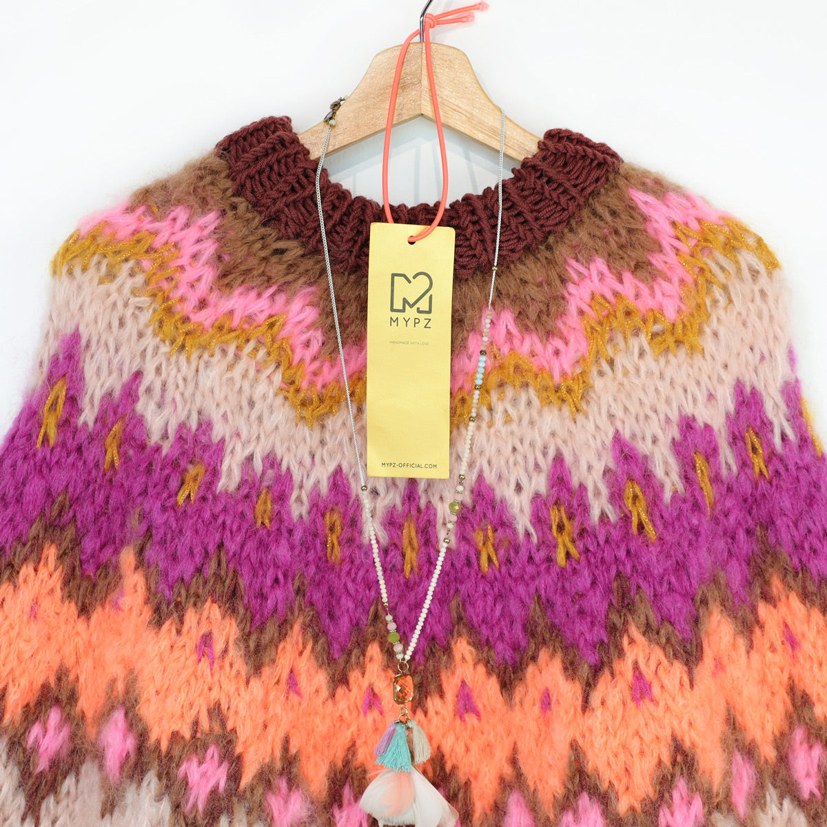 Strikkekit – MYPZ Chunky Topdown Mohair Poncho Brownberry nr. 12 (ENG-DE-NL-ES-FR-IT-DA-SV-NO)