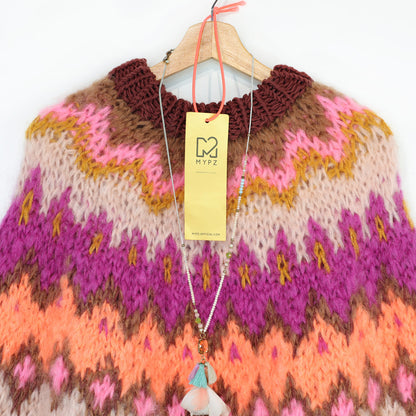 Strikkekit – MYPZ Chunky Topdown Mohair Poncho Brownberry nr. 12 (ENG-DE-NL-ES-FR-IT-DA-SV-NO)