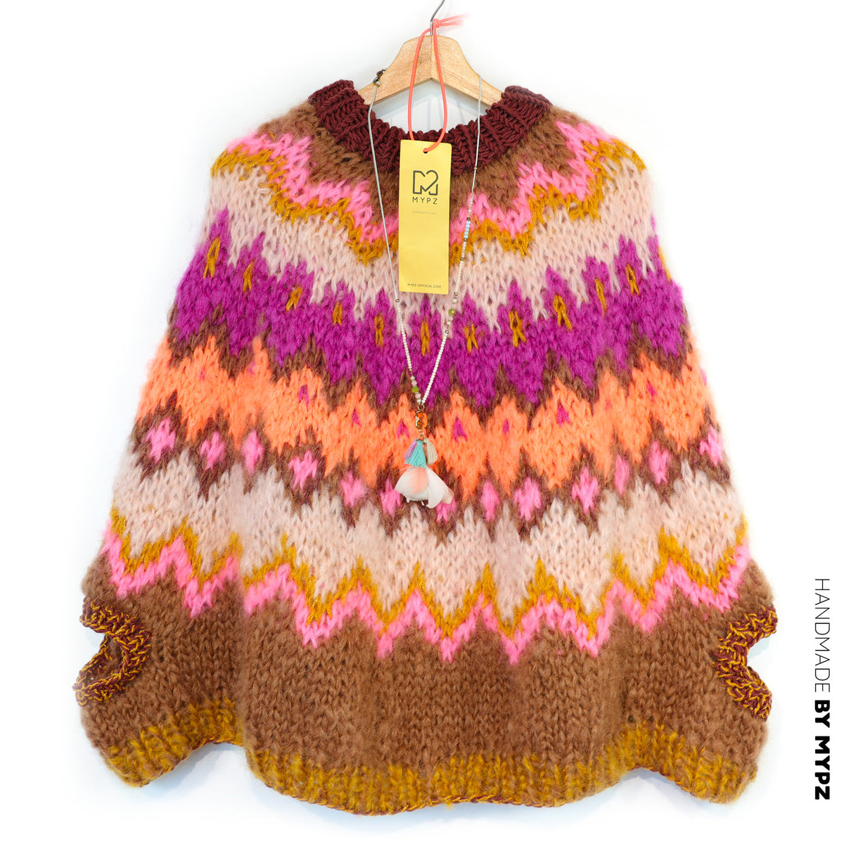 Strikkekit – MYPZ Chunky Topdown Mohair Poncho Brownberry nr. 12 (ENG-DE-NL-ES-FR-IT-DA-SV-NO)