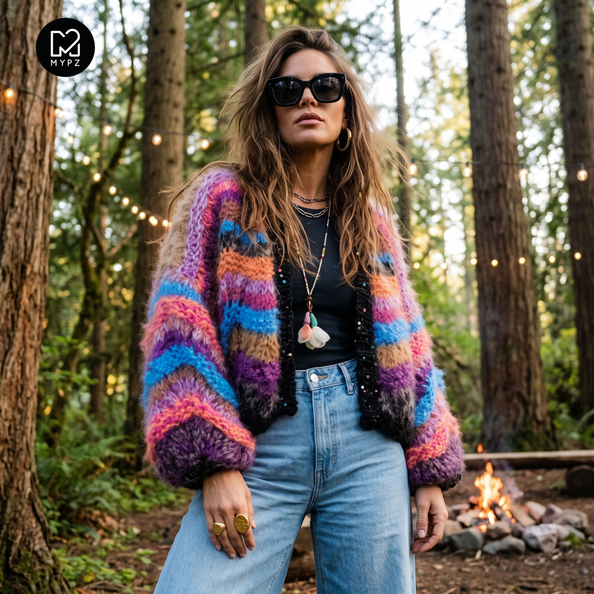 Strikkekit - Kort chunky mohair-cardigan Maple Wave nr.12 (ENG-DE-NL-ES-FR-IT-DA-SV-NO)