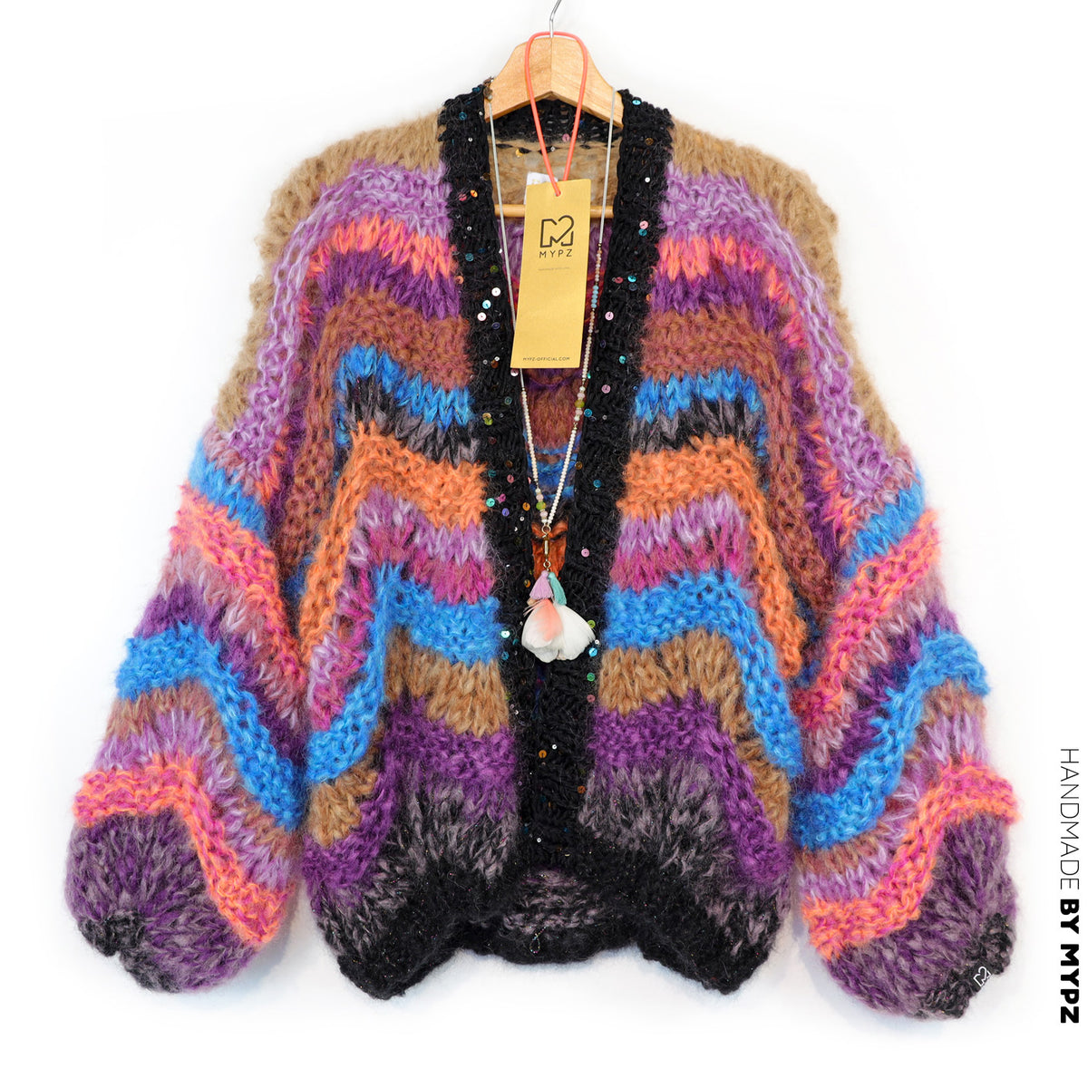 Strikkekit - Kort chunky mohair-cardigan Maple Wave nr.12 (ENG-DE-NL-ES-FR-IT-DA-SV-NO)