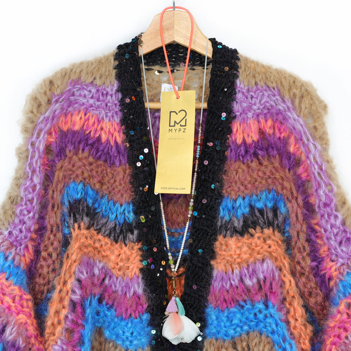 Strikkekit - Kort chunky mohair-cardigan Maple Wave nr.12 (ENG-DE-NL-ES-FR-IT-DA-SV-NO)