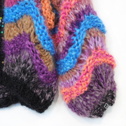 Strikkekit - Kort chunky mohair-cardigan Maple Wave nr.12 (ENG-DE-NL-ES-FR-IT-DA-SV-NO)