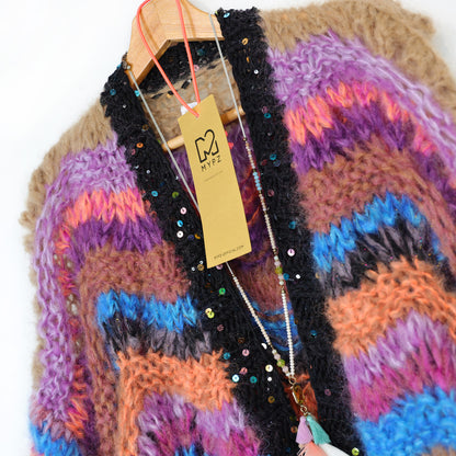Strikkekit - Kort chunky mohair-cardigan Maple Wave nr.12 (ENG-DE-NL-ES-FR-IT-DA-SV-NO)