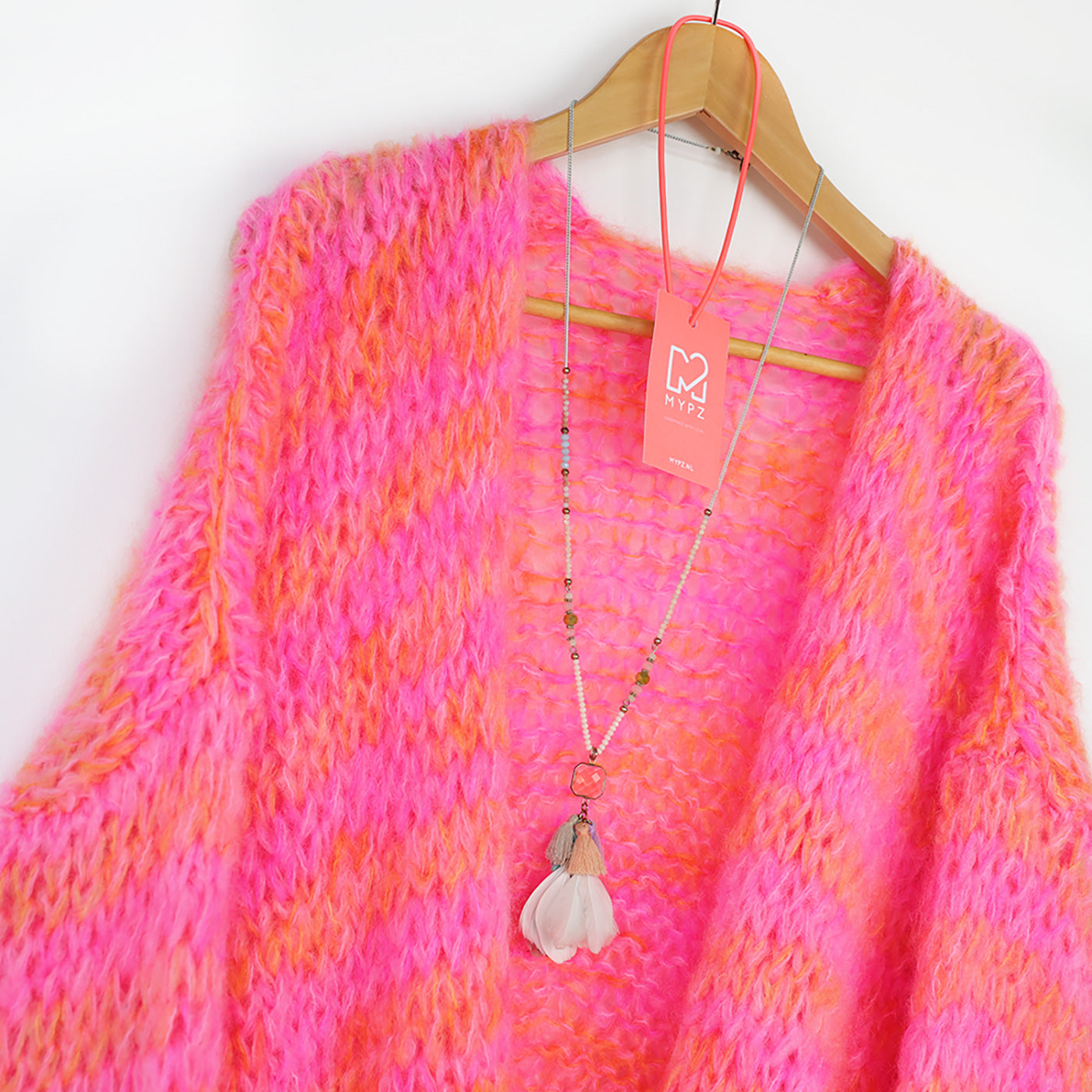 Knitting Kit – MYPZ Short Chunky Mohair Cardigan Orange-Pink No.15 (ENG-NL-DE)