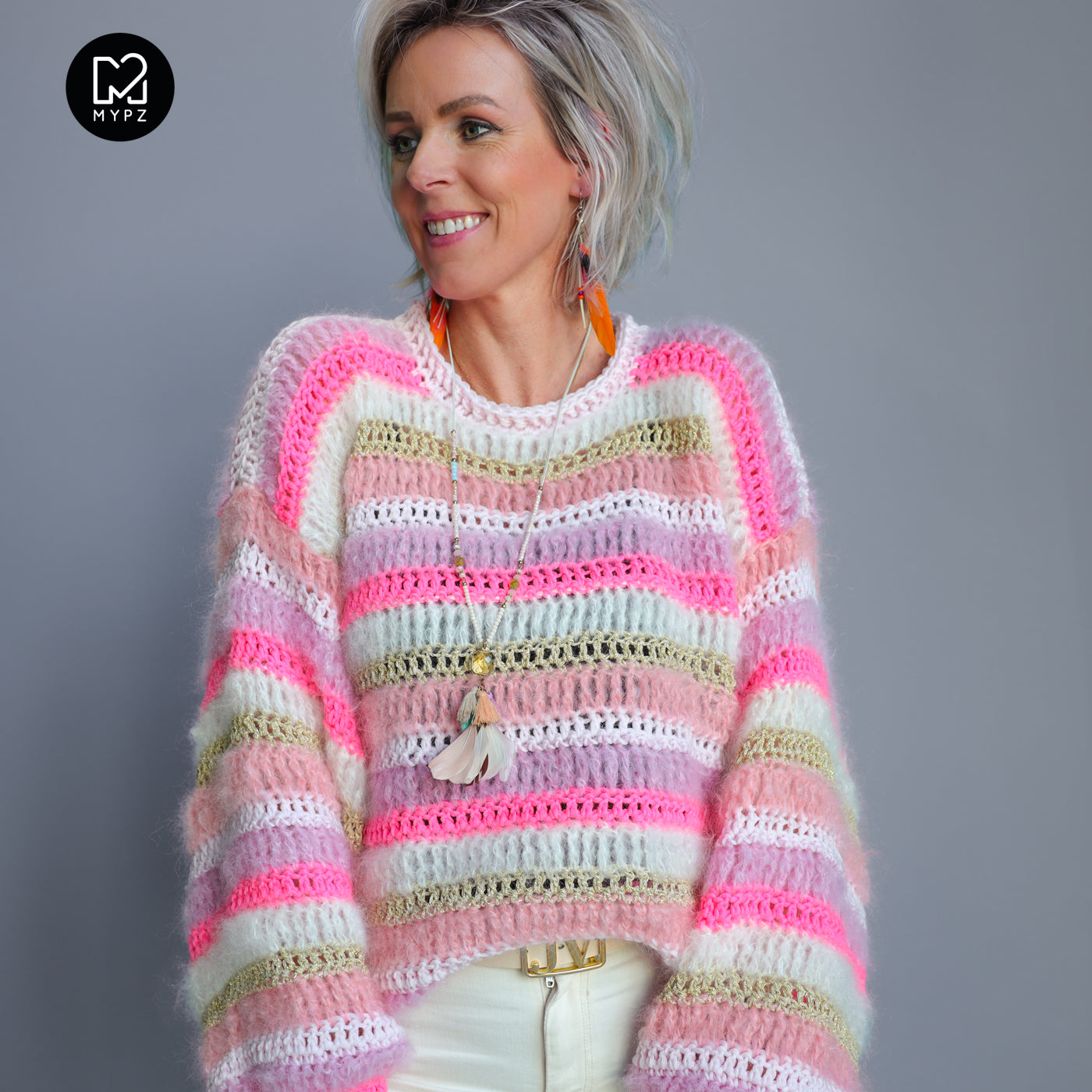 Chunky Mohair-Merino Pullover Jasmin