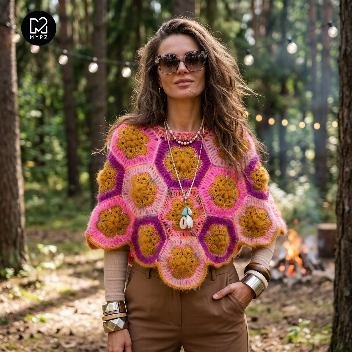 Hækleopskrift - MYPZ Poncho Pecan (ENG-DE-NL-ES-FR-IT-DA-SV-NO)