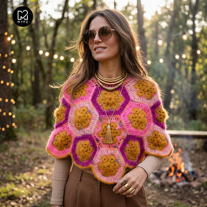 Hækleopskrift - MYPZ Poncho Pecan (ENG-DE-NL-ES-FR-IT-DA-SV-NO)