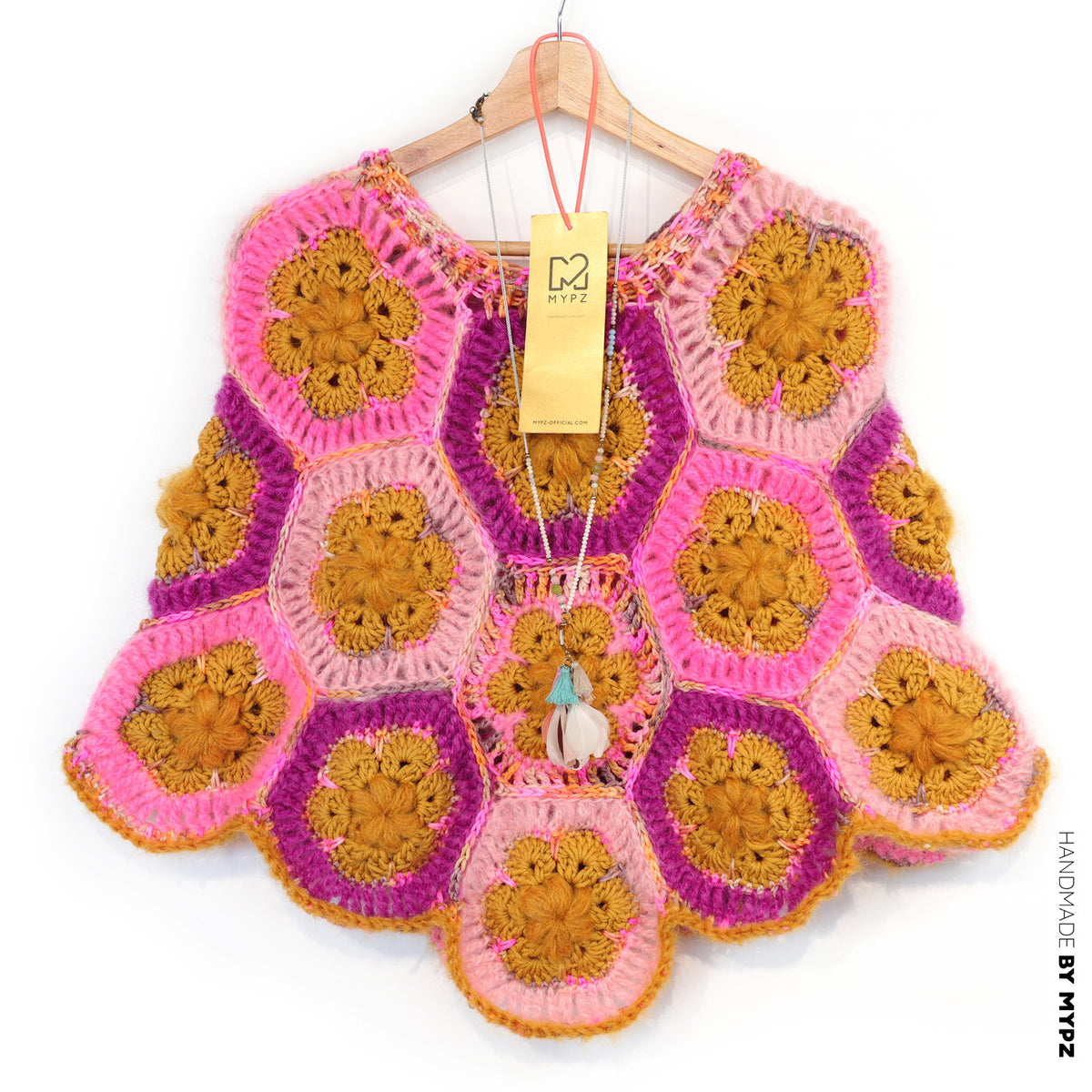 Hækleopskrift - MYPZ Poncho Pecan (ENG-DE-NL-ES-FR-IT-DA-SV-NO)