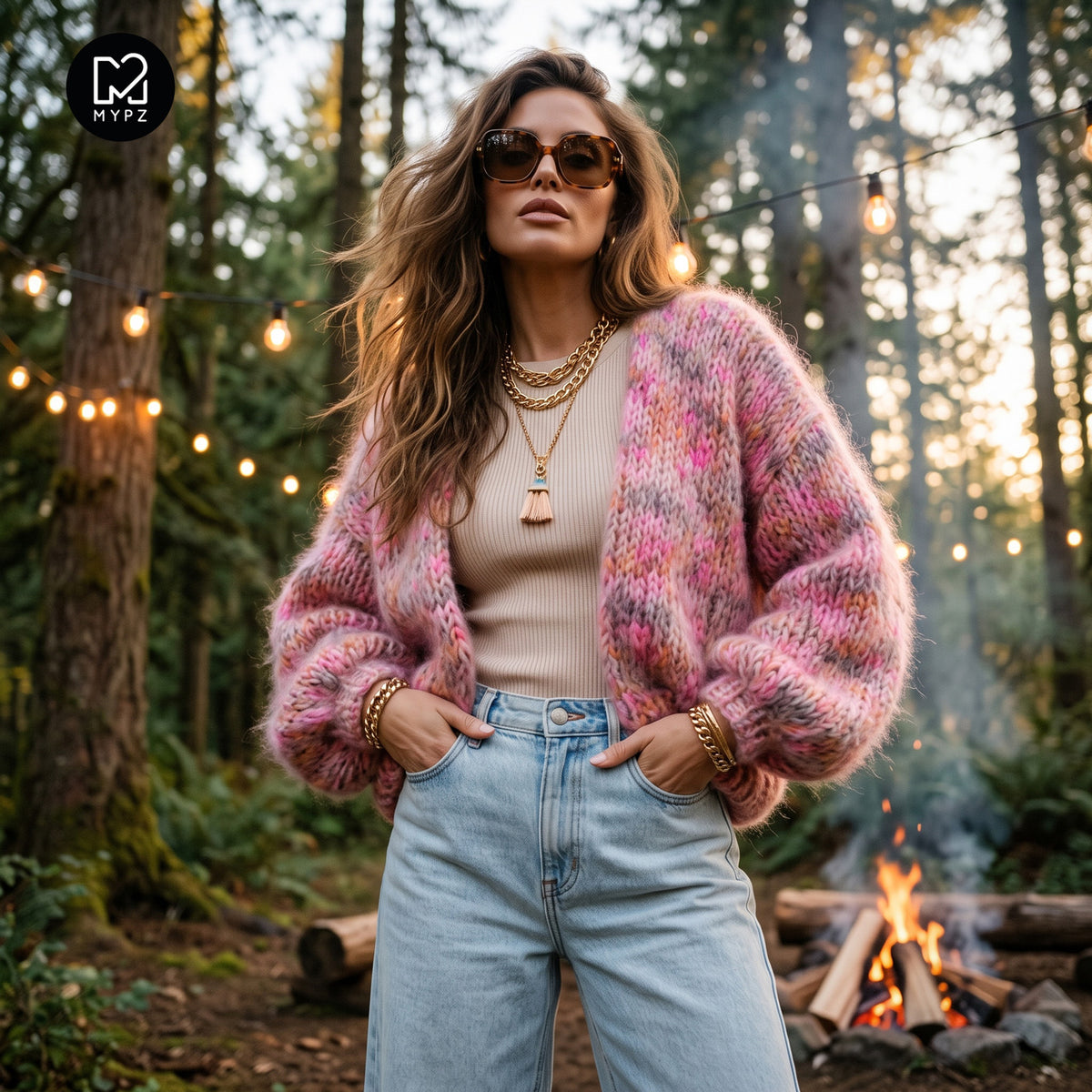 Strikkesæt – MYPZ kort, kraftigt alpaka-mohair-cardigan Pecan Dream nr.15 (ENG-DE-NL-ES-FR-IT-DA-SV-NO)