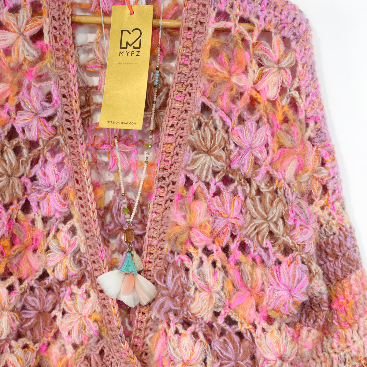 Hækleopskrift - MYPZ Short Wildflower-cardigan Pecan (ENG-DE-NL-ES-FR-IT-DA-SV-NO)