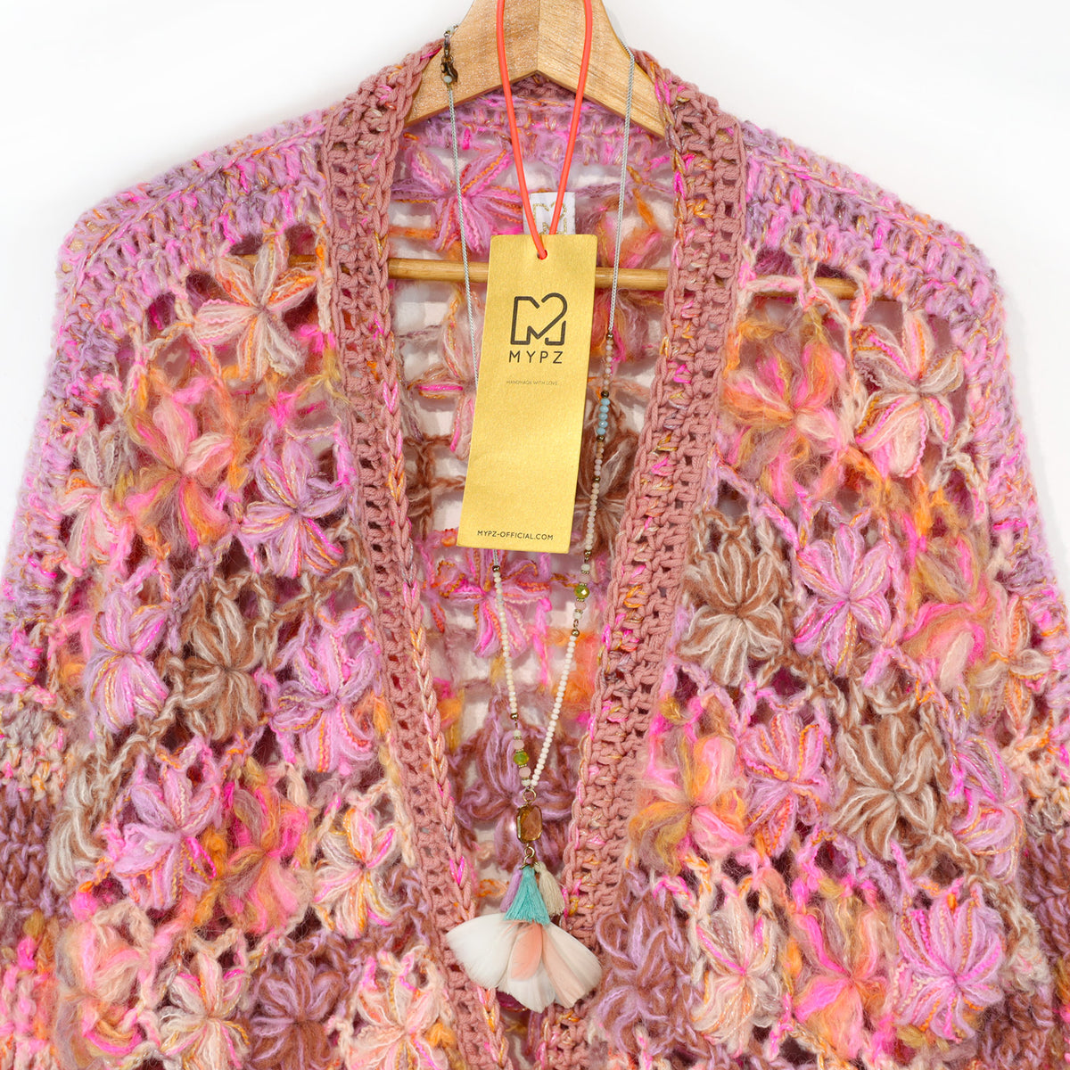 Hækleopskrift - MYPZ Short Wildflower-cardigan Pecan (ENG-DE-NL-ES-FR-IT-DA-SV-NO)