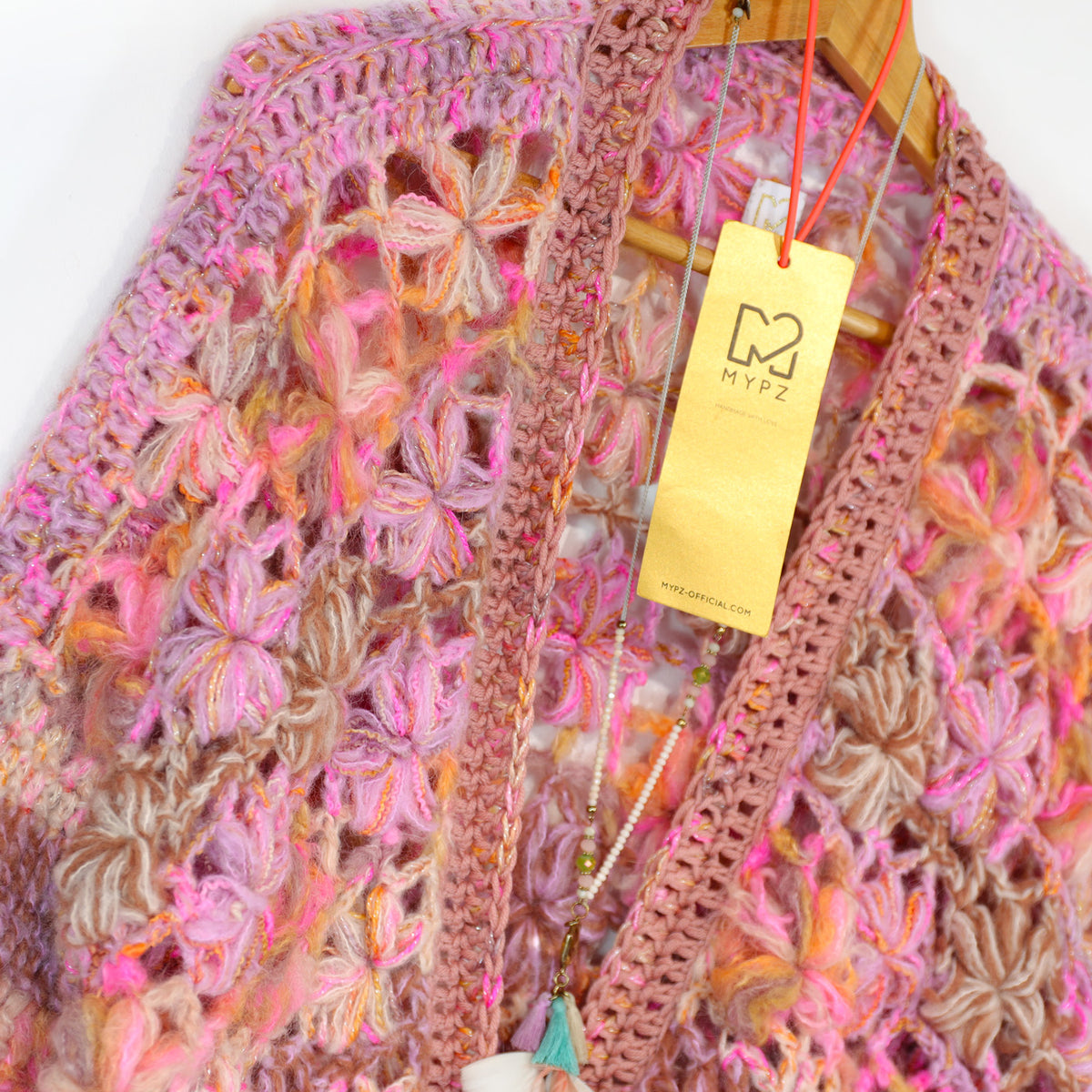 Hækleopskrift - MYPZ Short Wildflower-cardigan Pecan (ENG-DE-NL-ES-FR-IT-DA-SV-NO)