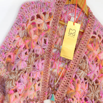 Hækleopskrift - MYPZ Short Wildflower-cardigan Pecan (ENG-DE-NL-ES-FR-IT-DA-SV-NO)