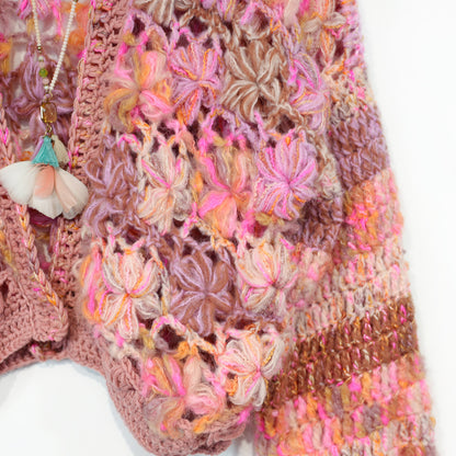 Hækleopskrift - MYPZ Short Wildflower-cardigan Pecan (ENG-DE-NL-ES-FR-IT-DA-SV-NO)