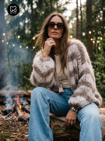 Strikkeopskrift – Kort chunky cardigan i mohair, Stonies Wave nr. 12 (ENG-DE-NL-ES-FR-IT-DA-SV-NO)