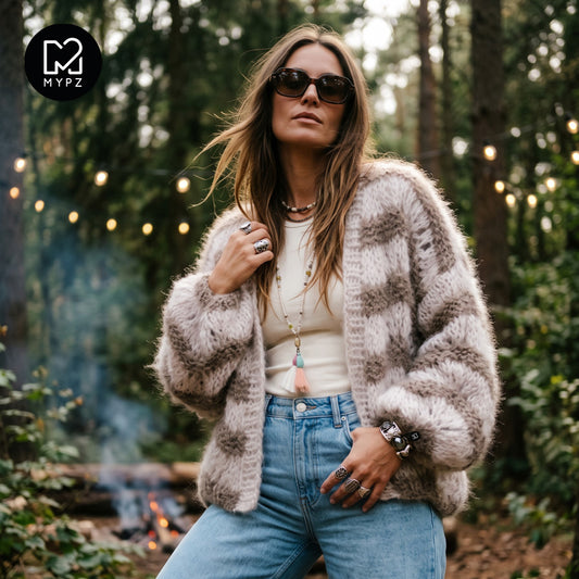 Strikkeopskrift – Kort chunky cardigan i mohair, Stonies Wave nr. 12 (ENG-DE-NL-ES-FR-IT-DA-SV-NO)
