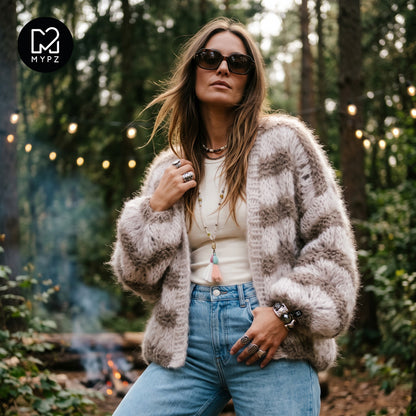 Strikkeopskrift – Kort chunky cardigan i mohair, Stonies Wave nr. 12 (ENG-DE-NL-ES-FR-IT-DA-SV-NO)