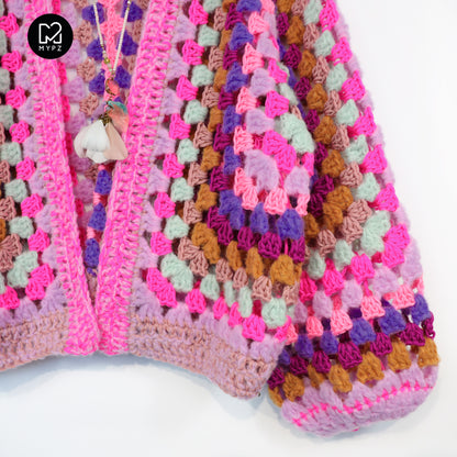 Crochet kit - MYPZ Hexagon Cardigan Violet Pop (ENG-NL-DE-FR-ES)
