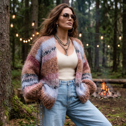 MYPZ Chunky Mohair-cardigan Walnut nr. 15