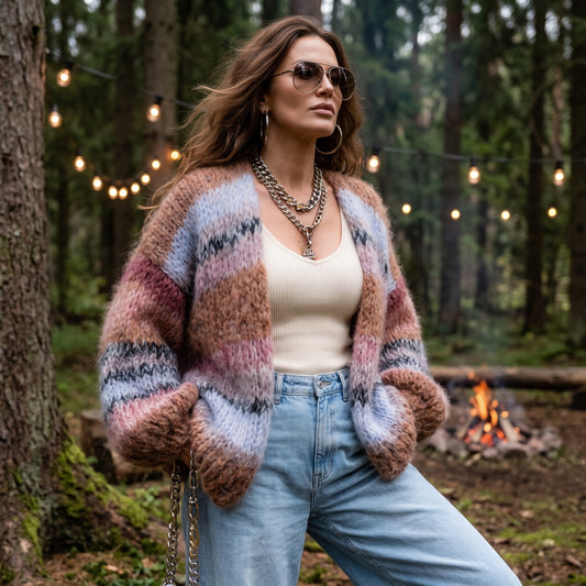 MYPZ Chunky Mohair-cardigan Walnut nr. 15