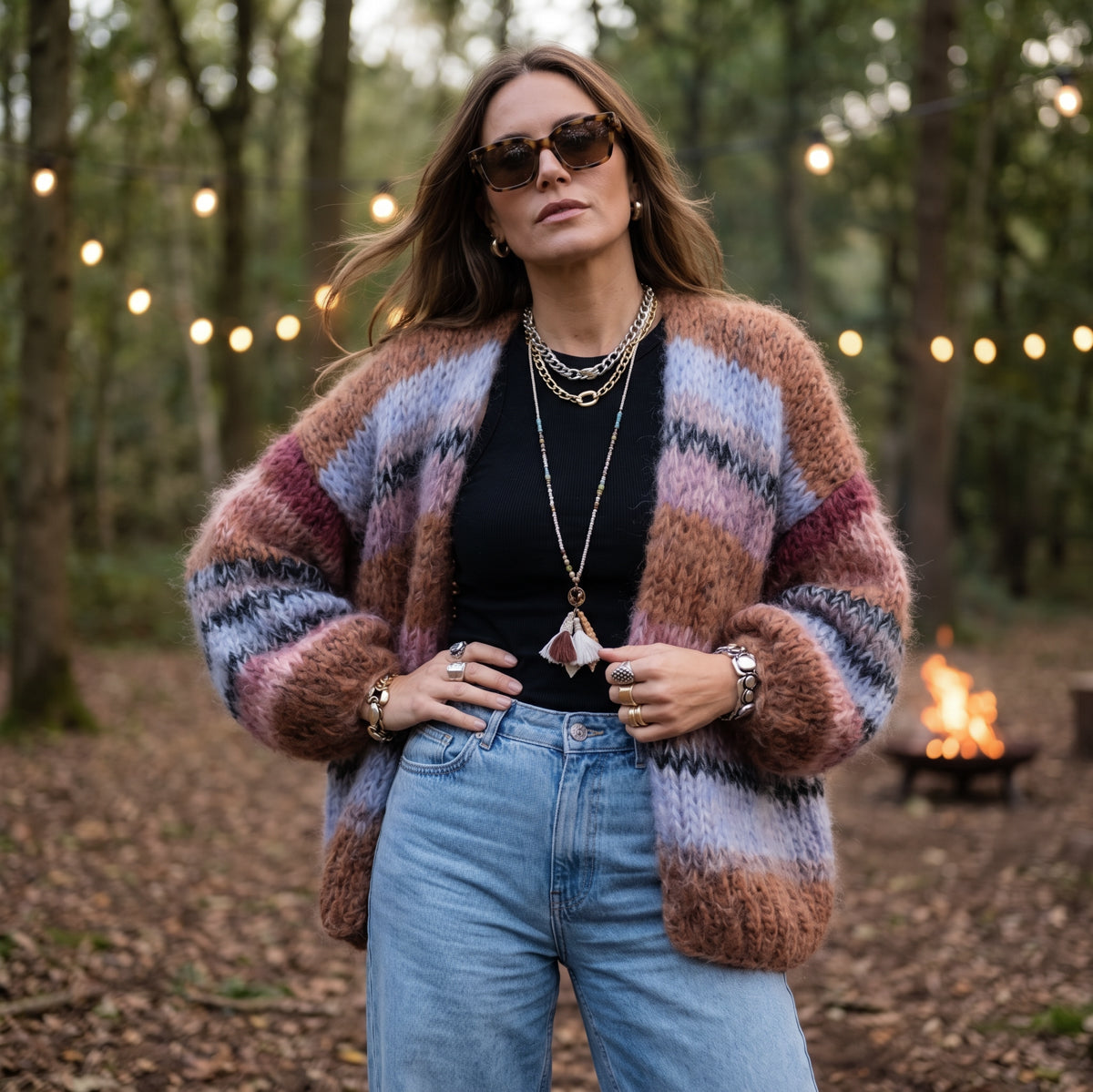 MYPZ Chunky Mohair-cardigan Walnut nr. 15