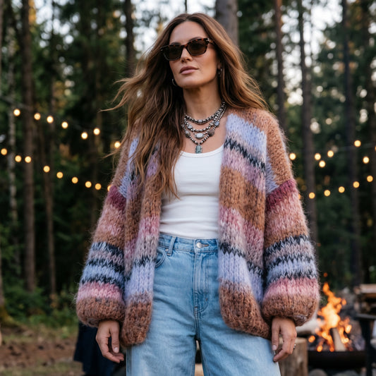 Strikkeopskrift – MYPZ Chunky Mohair-cardigan Walnut nr. 15 (ENG-DE-NL-ES-FR-IT-DA-SV-NO)