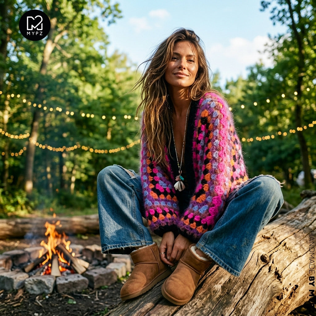 Crochet kit – MYPZ Hexagon Mohair Cardigan Wild (ENG-NL-DE)