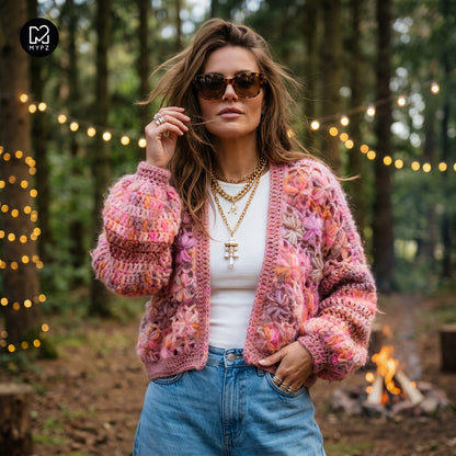 Hækleopskrift - MYPZ Short Wildflower-cardigan Pecan (ENG-DE-NL-ES-FR-IT-DA-SV-NO)