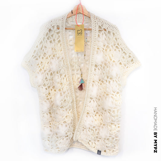 Crochet kit - MYPZ Wildflower cardigan Shades of White (ENG-NL-DE-FR-ES)