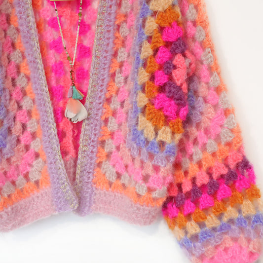 Hækleopskrift - MYPZ Hexagon-cardigan Pink Vibes (ENG-DE-NL-ES-FR-IT-DA-SV-NO)