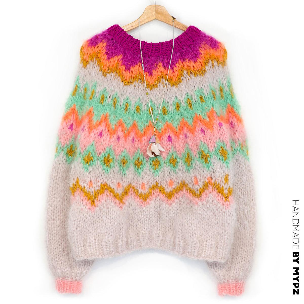 Strikkeopskrift – MYPZ Chunky Topdown Mohair Pullover Snowberry No.12 (ENG-DE-NL-ES-FR-IT-DA-SV-NO)