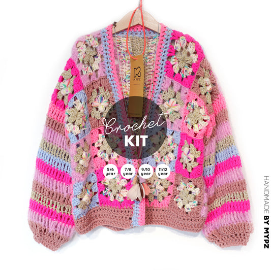 Crochet kit - Flowergranny cardigan Fusion for kids