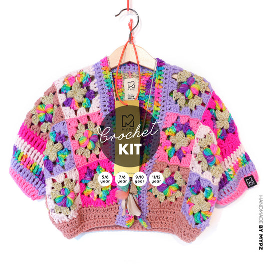 Crochet kit - Flowergranny cardigan Maia for kids